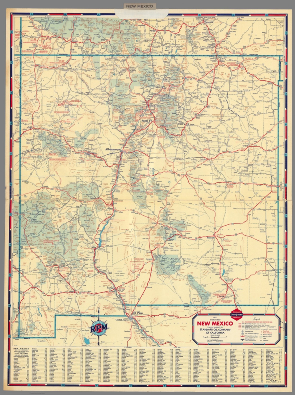 1937 road map of New Mexico - David Rumsey Historical Map Collection