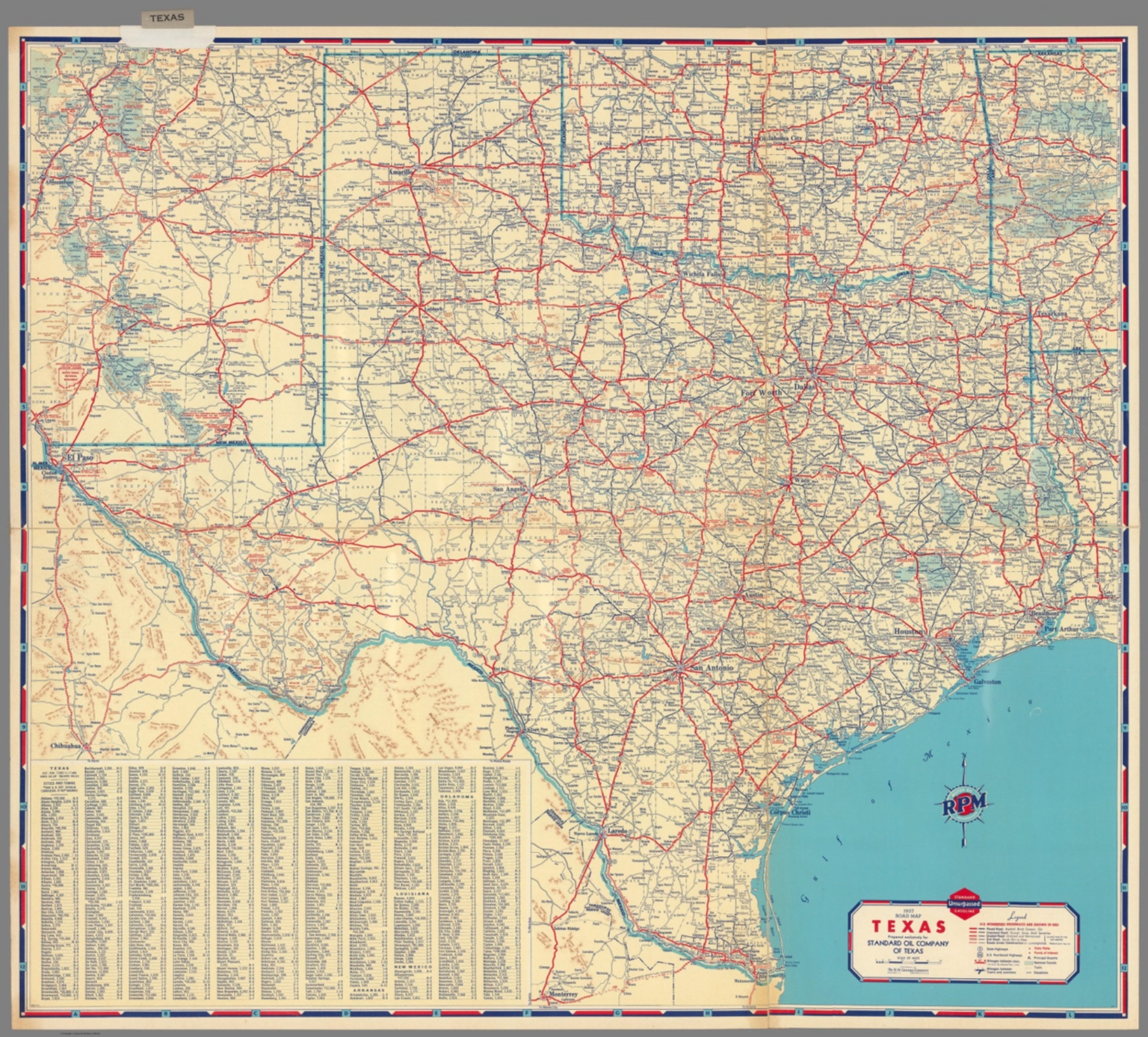 1937 road map of Texas David - 9875010