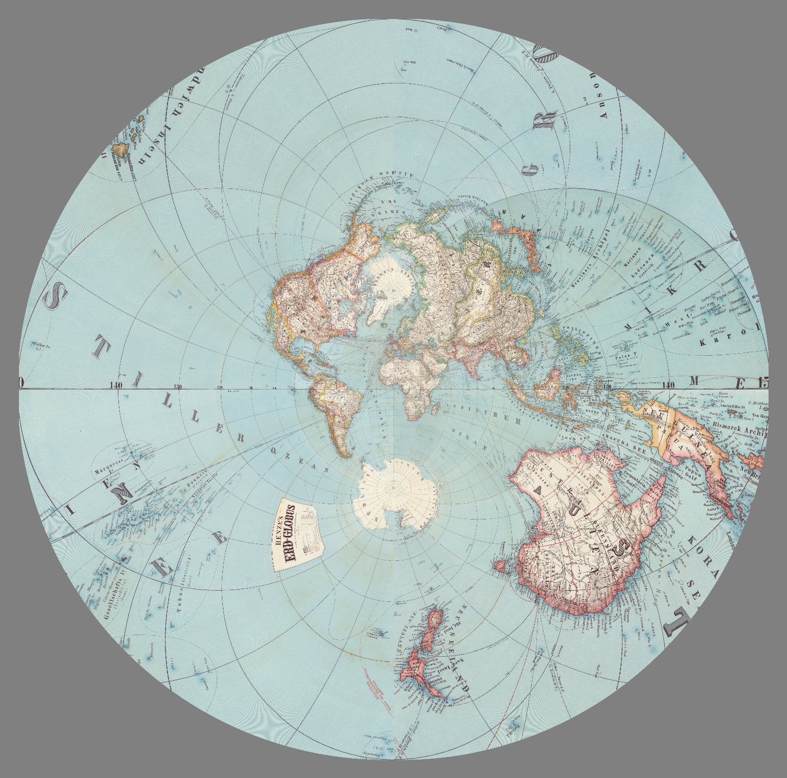 Stereographic Projection Sections 124 Henze's ErdGlobus. David
