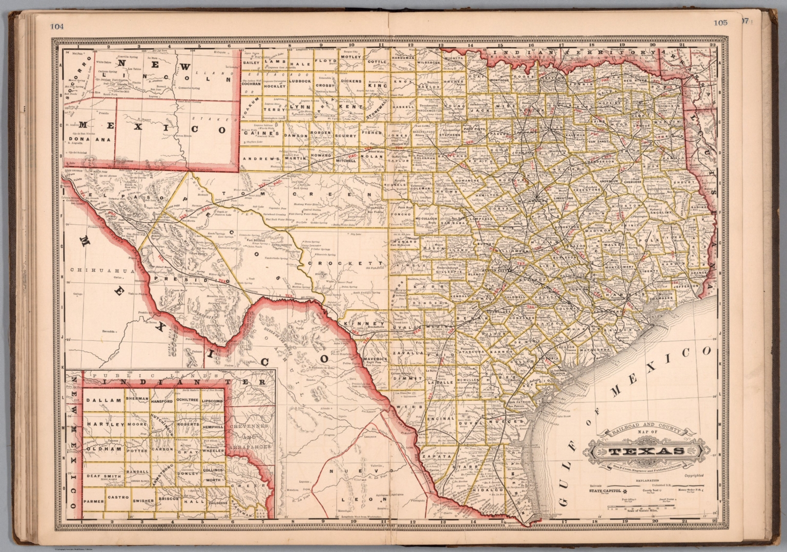 Railroad and county map of Texas. - David Rumsey Historical Map Collection