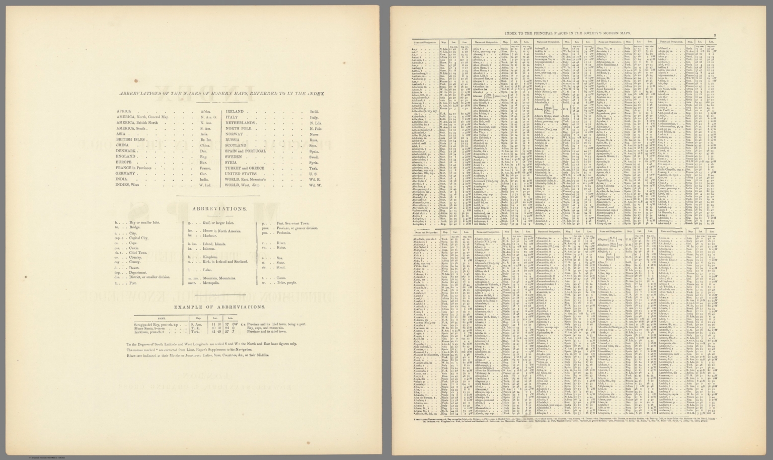 Text: Abbreviations. Index to the Principal Places in the Society's ...