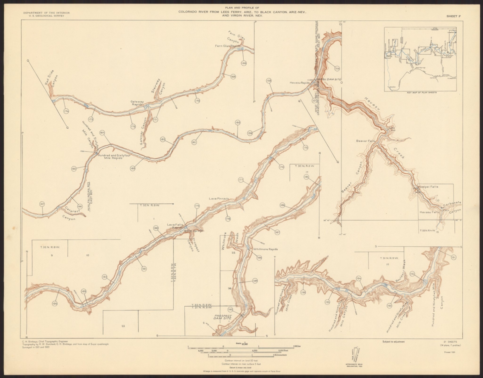Sheet F. Plan and Profile of Colorado River From Lees Ferry, Ariz., To