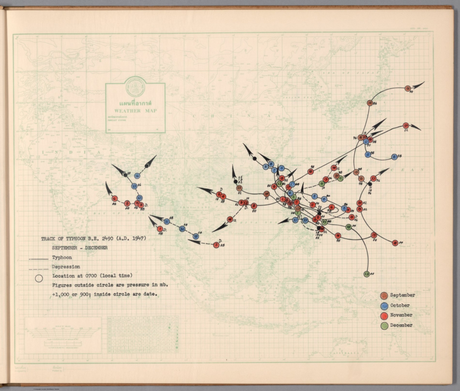 Track Of Typhoon B. E. 2490 (A. D. 1947) : [September, October ...