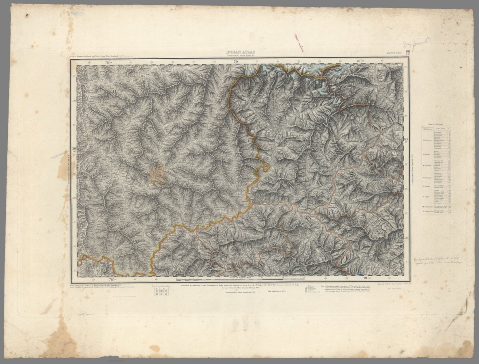 Sheet 66 N.W. Indian Atlas. Parts of District Garhwal and Native State ...