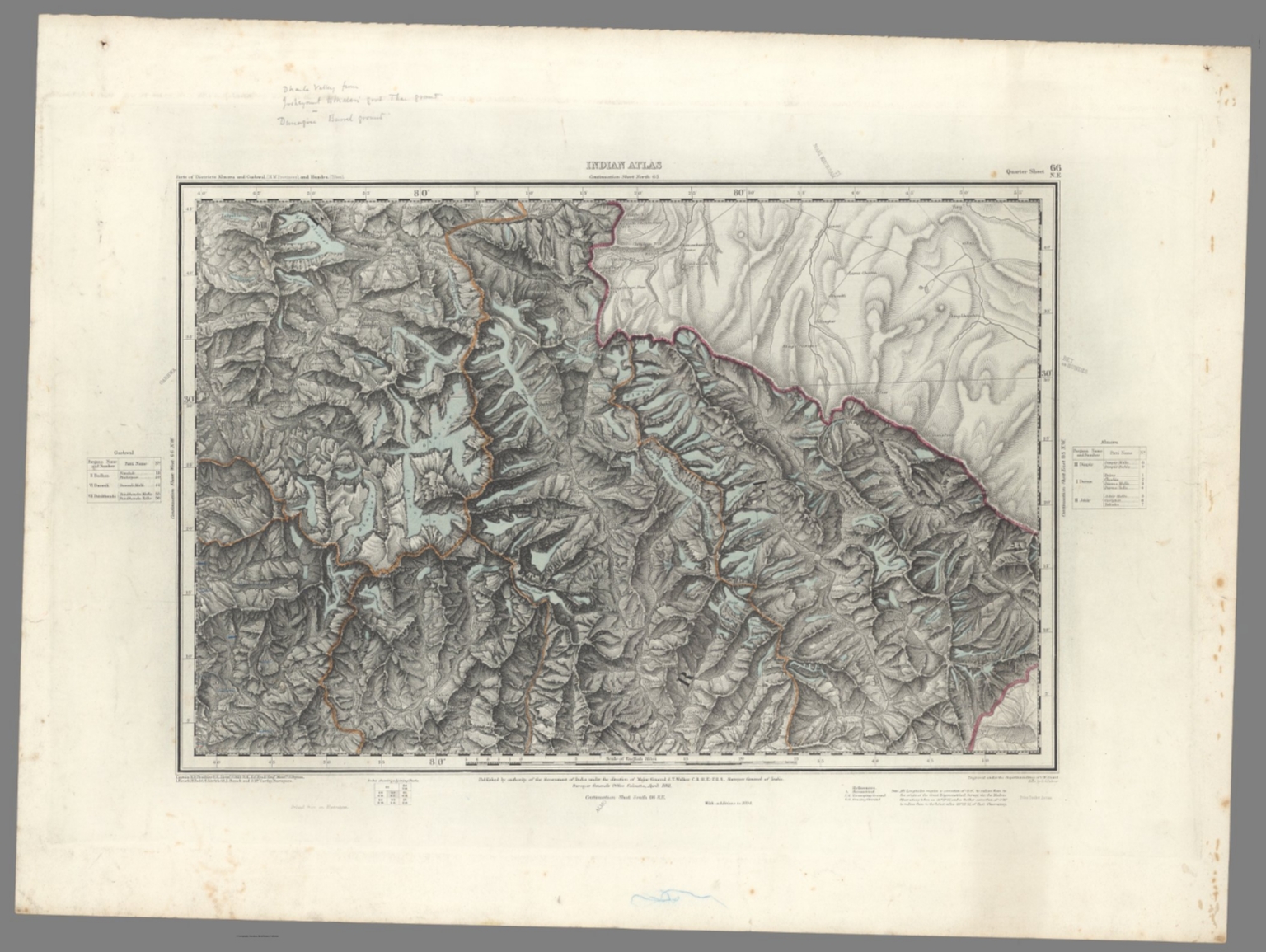 Sheet 66 N.E. Indian Atlas. Parts of District Almora and Garhwal (N.W ...