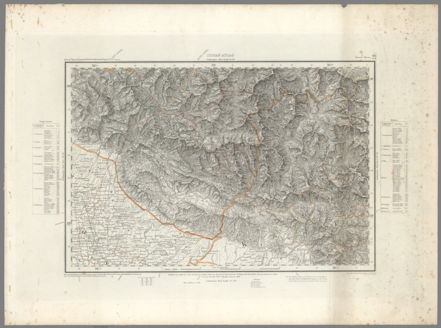 Sheet 66 S.W. Indian Atlas. Parts of Bijnor, Kumaun, British Garhwal ...